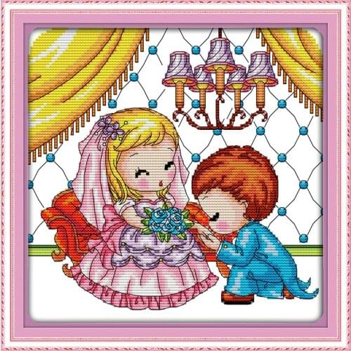 Our wedding cross stitch kit 14ct 18ct count canvas stitches embroidery DIY handmade needlework plus
