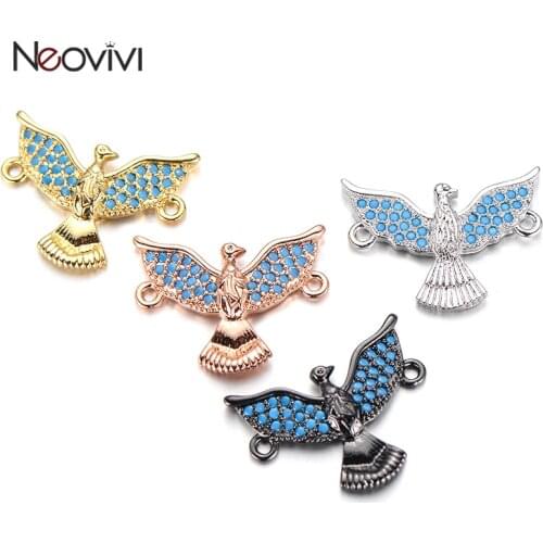 Neovivi Peace Dove Pigeon Bead for Jewelry Making Women Bracelet DIY Mirco Pave Zircon Charms Pendant Necklace Handmade Findings