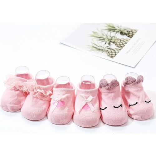 3 Pair/lot Cotton Lace Infant Baby Socks for Newborns Girls Socks Princess Birthday Gifts for Baby Clothing Toddler 1-3T