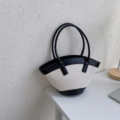 New style womens bag fashion handbag one shoulder splicing large capacity bucket bag