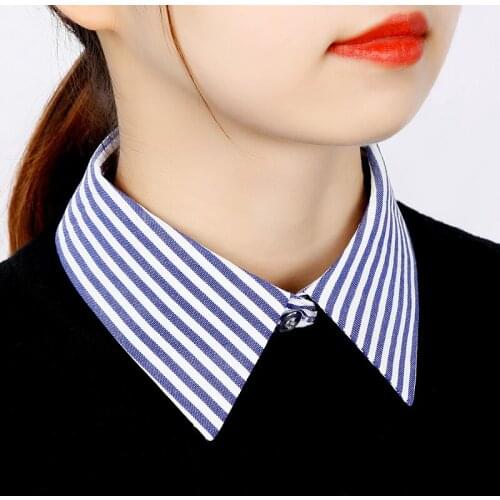 New Arrivals Fashion Blue Striped Womens Fake Collar High Quality Ladies False Blouse Collar Half Shirt Great For Work Party