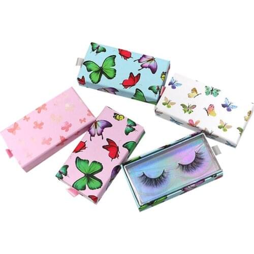 NEW 10/100 pcs Eyelash Packaging Box Wholesale Lashes Boxes Empty Eyelash Package 8-25mm Butterfly Pull Lash Rectangle Cases