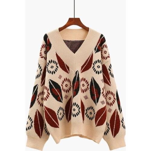 OMCHION Jumper 2021 Autumn V Neck Oversized Thick Korean Sweater Women Casual Loose Winter Clothing Chic Lazy Pullover LMY151