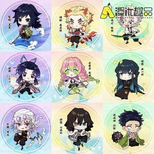 Wholesale Anime Nezuko Demon Slayer Peripheral Badge Agatsuma Zenitsu Tanjirou Nine-Column Brooch Pain Bag Charm Pins Jewelry