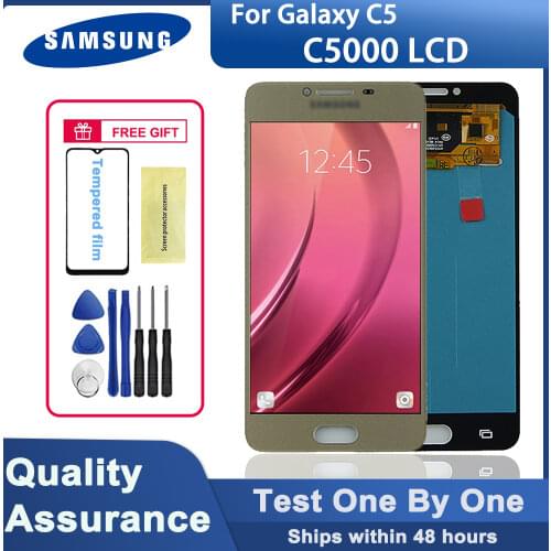 100% tested original super AMOLED 5.2" C5 LCD display for Samsung Galaxy C5 C5000 LCD touch screen digitizer assembly