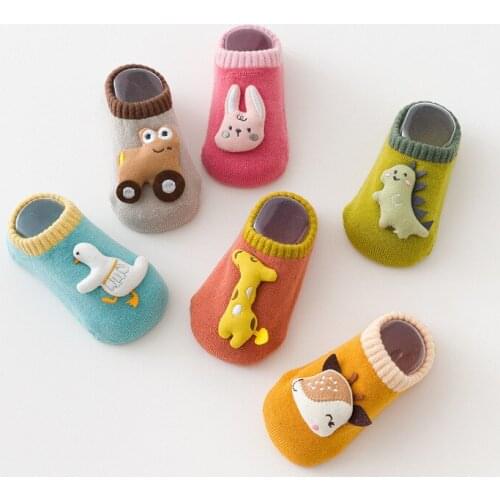 Autumn Winter Thicken Cotton Baby Boys Girls Low Cut Ankle Socks Rubber Slip-resistant Floor Socks Infant Kids Socks Soft Shoes