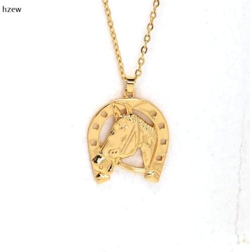 Hzew gold colors Necklace Horse Head Horseshoe Hoof Pendant Hollow Necklaces Fashion Jewelry gift necklace