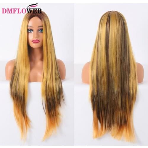 Lace wig front wig for black women 130% density Brazilian straight hair mini bundle wig without glue, heat-resistant
