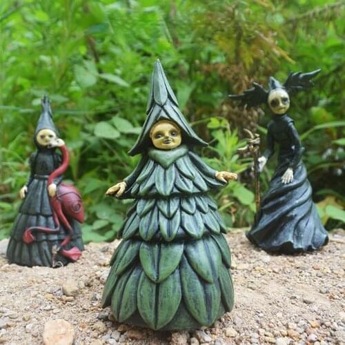 Halloween Resin Garden Statue Nightmare Witch Resin Crafts Halloween Witch Garden Decoration Home Outdoor Decoration Statues