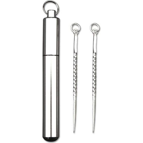 S990 Sterling Silver Toothpick Box Portable Aluminum Alloy Toothpick Innovative Mini Fruit Picker Home Accessories