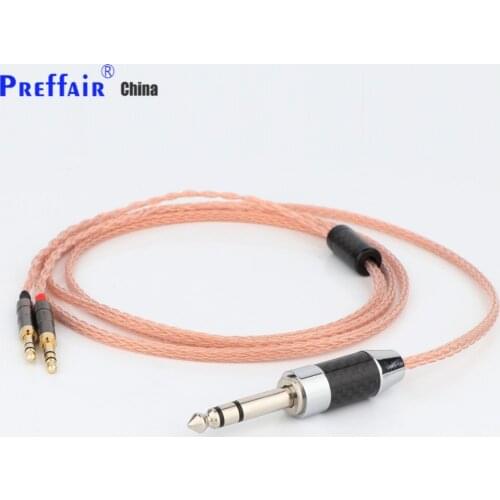Preffair 1PC 6.35mm Plug 16 Core 99% 7N OCC Earphone Cable For Denon AH-D7200 AH-D5200 AH-D9200 3.5mm Headphone pin LN006748