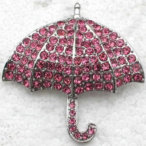 Rose Rhinestone Parasol Umbrella Pin brooches C997 J