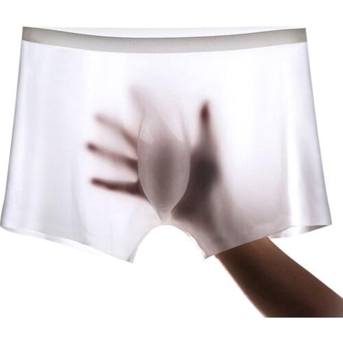 New Men Sexy Ice Silk Men Underwear Ultra-thin Translucent Panties Boxer Comfortable Underwear Calzoncillo Hombre Man Boxers