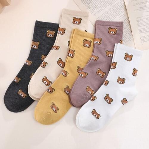 UMKA 1 Pair Of Womens Socks Girl Cartoon Stockings Ladies Breathable Cute Element Socks Free Size 5 Colors Frauensocken
