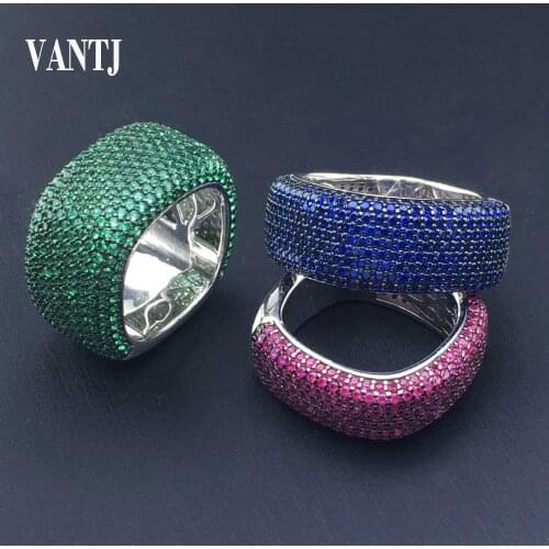VANTJ New Design Emerald Sapphire Ruby Rings Sterling 925 Silver Created Gemstone Spine Aquamaline Jewelry For Women Party Gift