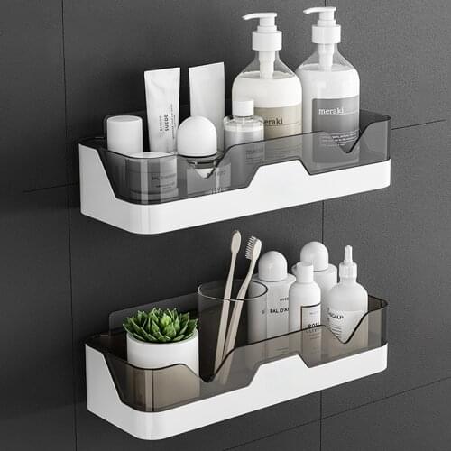 Waterproof Wall-mounted Plastic Storage Shelf Fashion Simple Style Shower Organizer Rack Kitchen And Bathroom Storage Holder