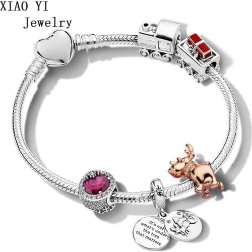 XIAOYI 100% s925 ZT0199 charm winter advertising Christmas dazzling snow rose reindeer charm beautiful gentle lovely