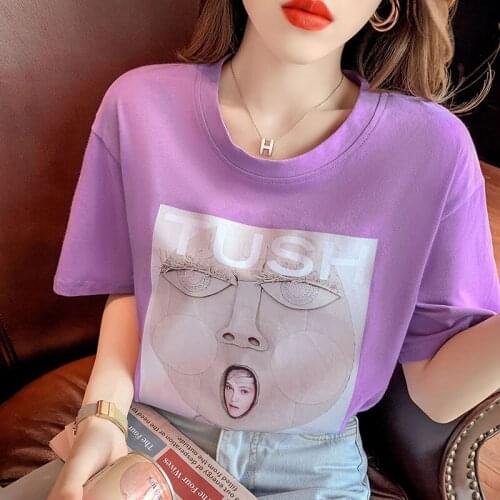 Printed Female Tshirt Women Fashion Graphic Printed T-Shirt Harajuku Korean Style Short Sleeves Clothes Female 2021 y2k top