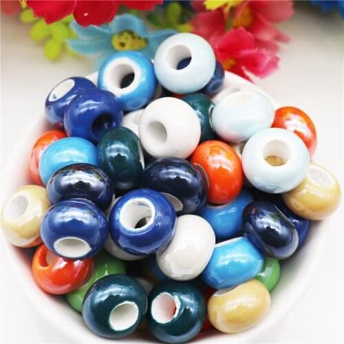 10pcs Ceremic Big Hole Original European Spacer Beads Fit Pandora Bracelet Bangle Pendants Necklaces for DIY Jewelry Making