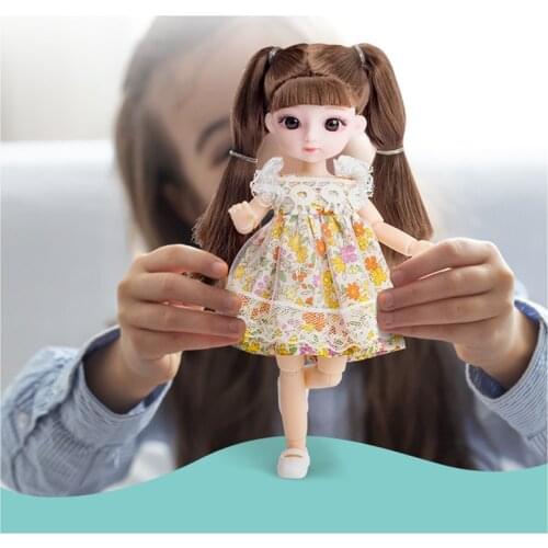 20cm Bjd Doll Fresh Party Doll Dress Up Set 3D Eyes 13 Joint Movable 8 Points Decoration Girl Play House Child Dress Up Gift Toy