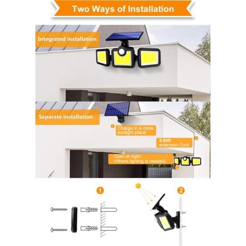 Googor 171LED Security Light Outdoor Motion Sensor Security Light 3 Heads Flood Light Waterproof 3000LM 6000K Adjustable Lightin