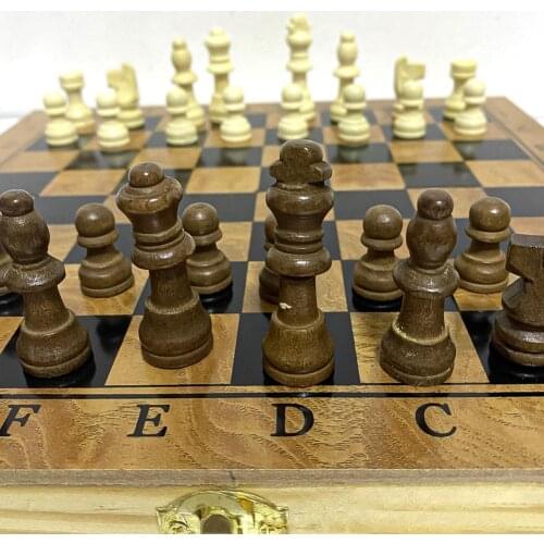 29.5cm Wooden Chess Set Vintage Chess 3 in 1 Foldable Wooden Checkers Backgammon Chess Set for Outdoor Indoor Game Set For Kid