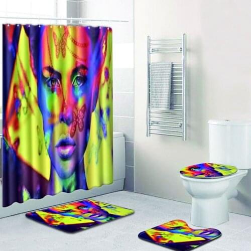 180X180cm 4 PCS American style Waterproof Shower Curtain Set Bathroom Toilet Seat Cushion Home Decor with bath mat set