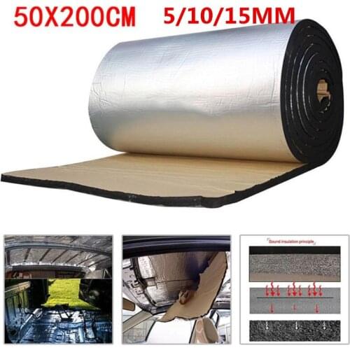 50x200cm 5/10/15mm Car Sound Deadener Mat Noise Bonnet Insulation Deadening for Hood Engine Sticker