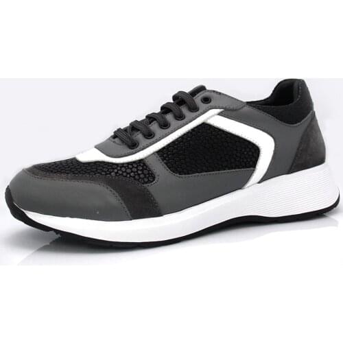 SHENBINs Handmade Running Shoes, Exclusive Design, Black/Grey/White Mens Sport Shoes