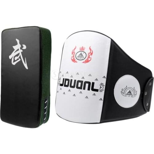 Boxing Muay Thai Training Waist Chest Guard MMA Protector Belt + Boxing Strike Focus Pad Punch Kicking Pad Arm Shield