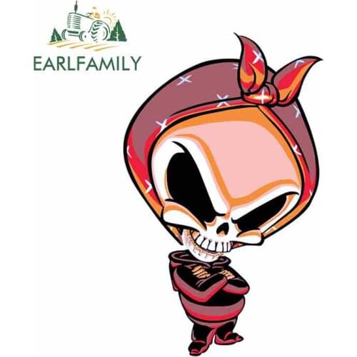 EARLFAMILY 13cm x 9.7cm Cartoon Skeleton Anime Car Stickers Vinyl JDM Bumper Trunk Truck Graphics Waterproof 3D DIY Fine Decal