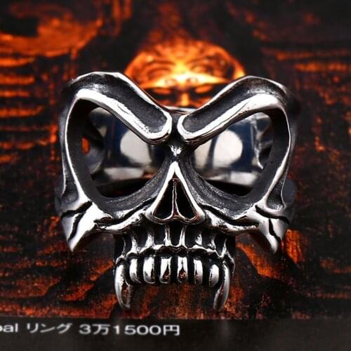 FDLK Evil Vampire Mask Ghost Men’s Ring Man Carbide Jewelry Vintage Skull Punk Steampunk Hip Hop Black Rings For Men Charms