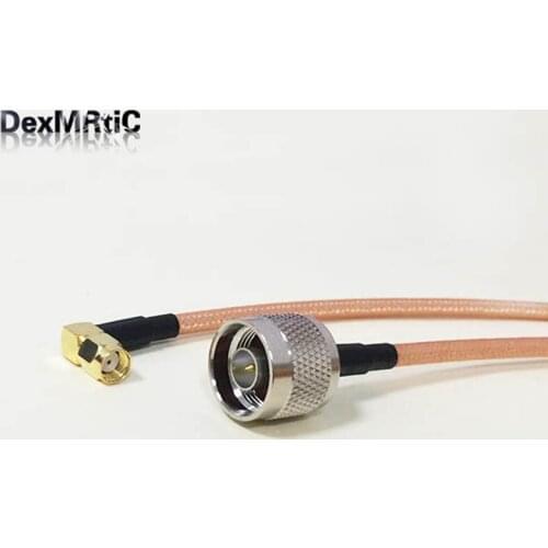 RG142 Coaxial Cable N Male Switch RP-SMA Right Angle Male Plug Pigtail Adapter 50CM 20"/100CM Low Loss for Wifi Antenna