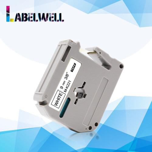 Labelwell 9mm MK-221 MK-621 label tape MK221 M-K221 MK 221 Compatible for Brother PT-45M PT-65 PT-80 PT-70 Label Makers 221