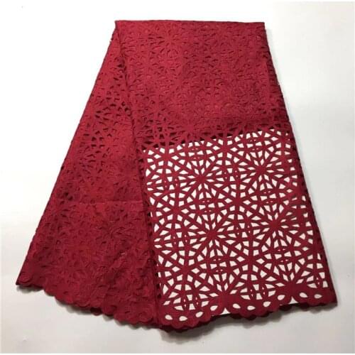 Fashion Laser Cutting Jacquard Fabric African Embroidery Lace Fabric For Party 2017 Origin Swiss GUIpure Cord Lace Material Red