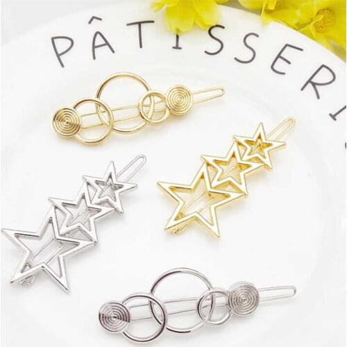 Trendy Women Popular Hollow Out Hair Clip Star Moon Hairpin Pin Hair Accessories