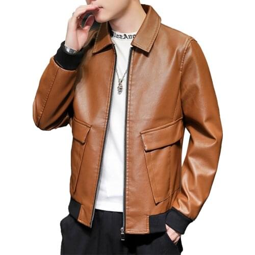 HAWAIFISH Faux Leather Jacket Men Motorcycle Casual Warm Coat Windproof Coat Autumn 2021 Mens Leather Jacket And Coat
