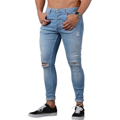 2021 European and American fashion ripped fashion new jeans mens new loose pants