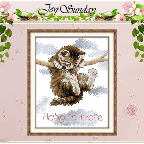 Cat Hang in there Patterns Counted Cross Stitch 11CT 14CT Cross Stitch Set Wholesale Cross-stitch Kit Embroidery Needlework