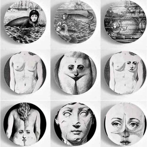 6/7/8 Inch Ceramic Plate Illustration Wall Hanging Plate Home Decoration Accessories Christmas Dinnerware Craft