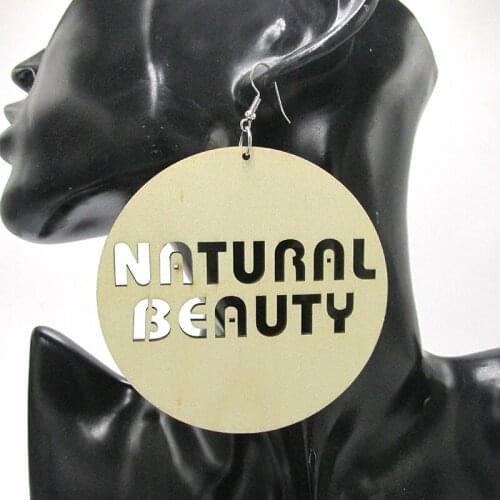 Unfinished Round Natural Beauty Word Wood Earrings