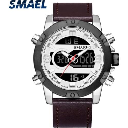 New Stainless Watch Quartz Watches SMAEL 2018 Alloy Men Watch Big Dial Digital Alarm Clock 1320 Quartz Sport Watches Waterproof