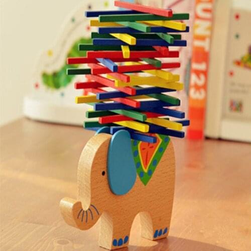 Color balance stick wooden toys for children hands-on educational fun games CN01 elephant balancing