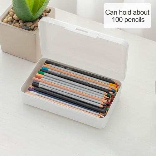 PlasticTransparent Pencil Case Large Capacity Storage Boxs Durable Cute Stationery Box For Student School Equipments