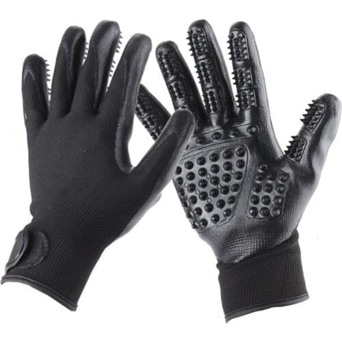 Pet Grooming Gloves Dog Cat Hair Cleaning Brush Comb Black Rubber Five Fingers Deshedding Pet Glove For Dog Cat