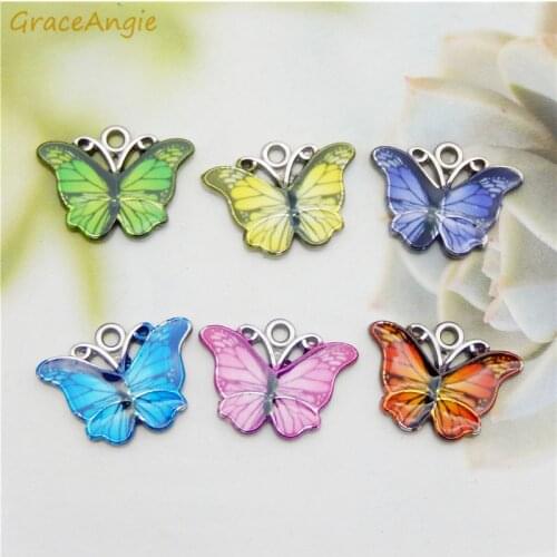 6pcs Mix Butterfly Pendants Colourful Enamel Butterfly Charm Small Animal Findings DIY Jewellery Supplies Earrings DIY Gift