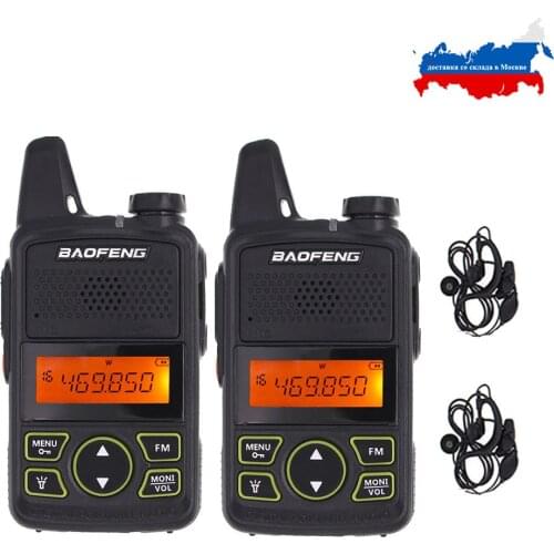 2pcs/lot BAOFENG T1 MINI Two Way Radio BF-T1 Walkie Talkie UHF 400-470mhz 20CH Portable Ham FM CB Radio Handheld Transceiver