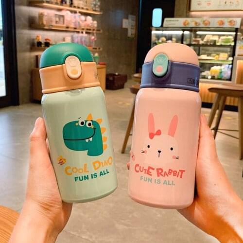 400ml Portable Outing Children Straps Thermos Cup 304 Stainless Steel Thermos Bottle For Primary School Students