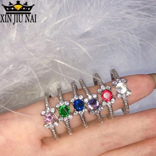 Romantic princess ring pink champagne sapphire ruby engagement lady diamond rings for women nickles women Lovely elegant ring