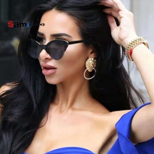 Samjune Vintage Cat Eye Sunglasses Men Brand Vintage Retro Sun Glasses For Women Clear Lens UV400 Lunette Soleil